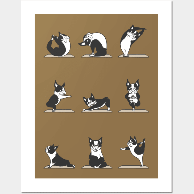 Boston Terriers Yoga Wall Art by huebucket